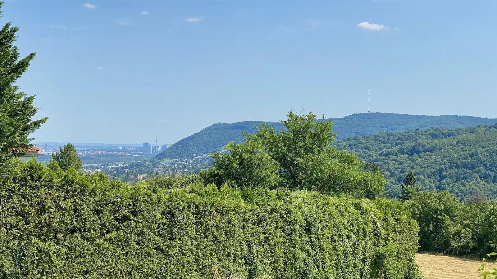 Kahlenberg und Leopoldsberg von Klosterneuburg aus gesehen